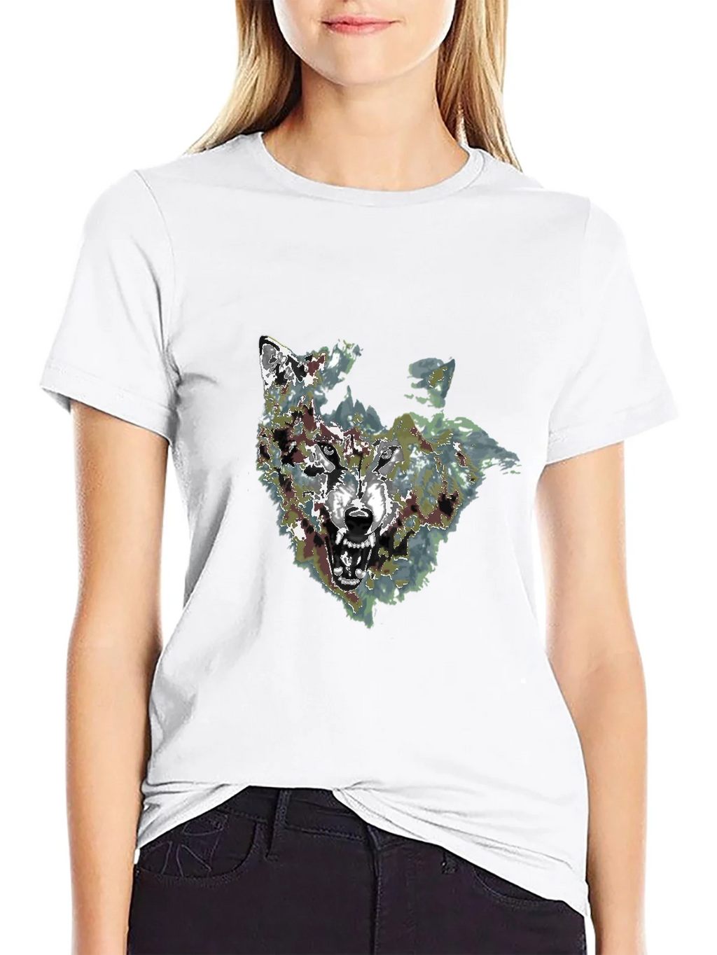 Mens Black Wolf Graphic Print T-Shirt product image 8