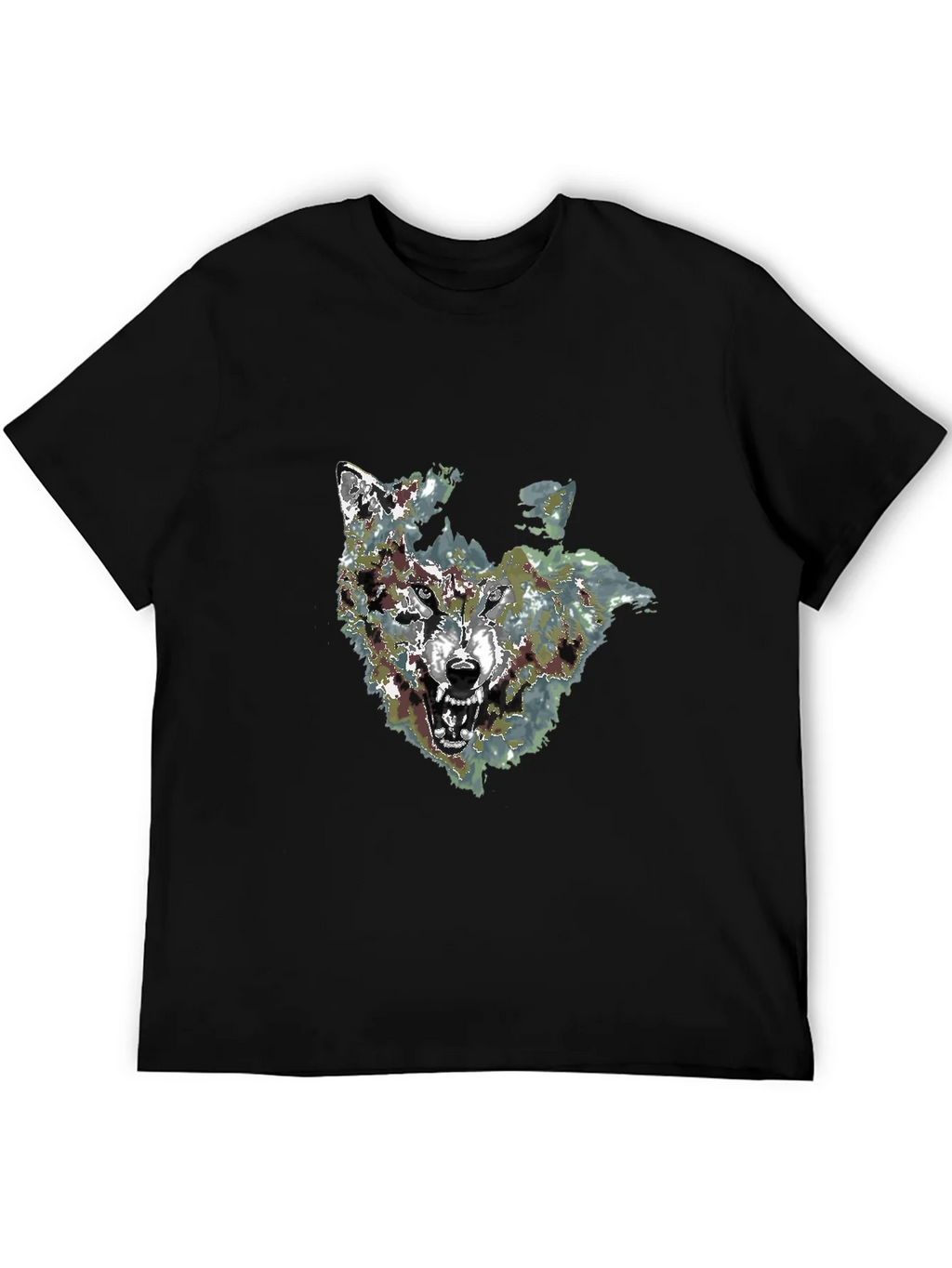 Mens Black Wolf Graphic Print T-Shirt product image 5