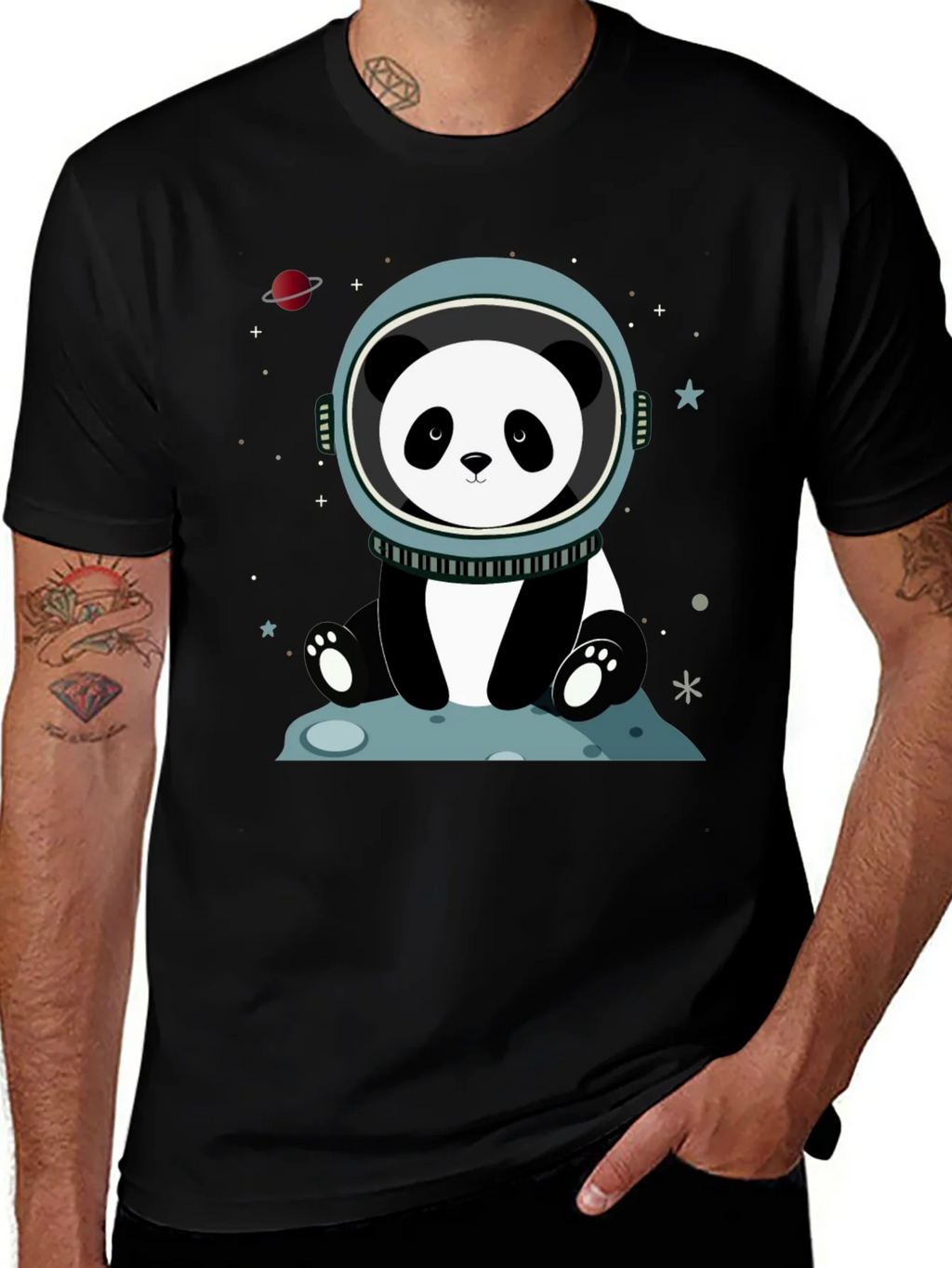 Astronaut Panda Graphic Tee - Space Lover Shirt product image 1