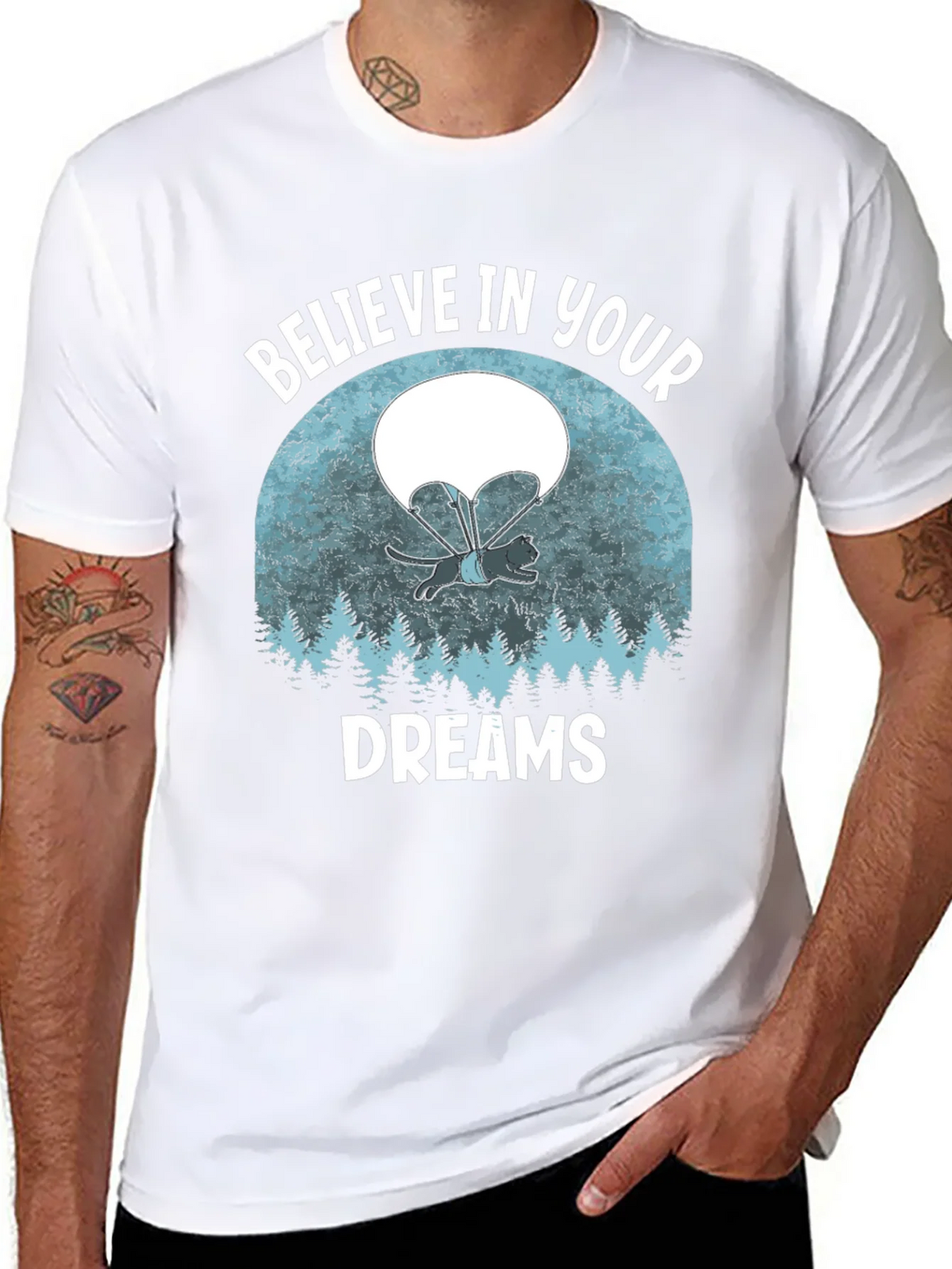 Believe in Your Dreams T-Shirt Funny Cat Parachute Shirt product image 7