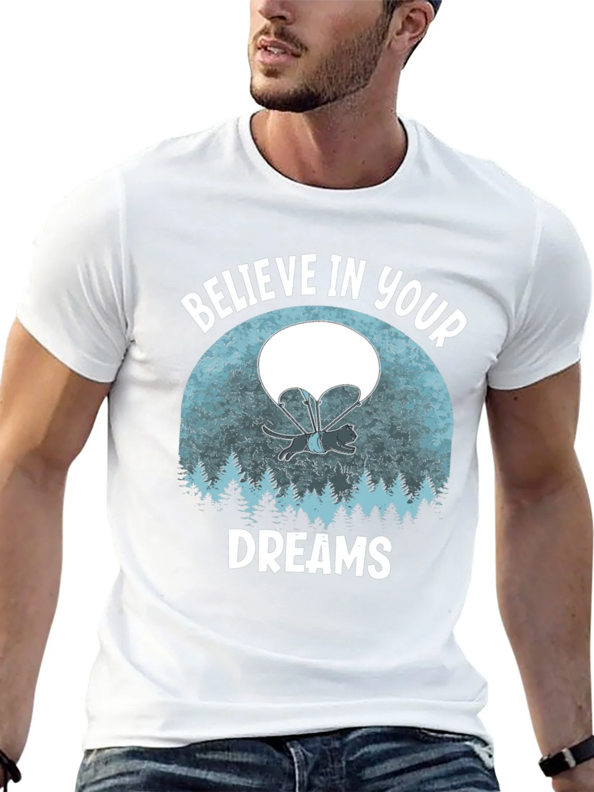 Believe in Your Dreams T-Shirt Funny Cat Parachute Shirt product image 12