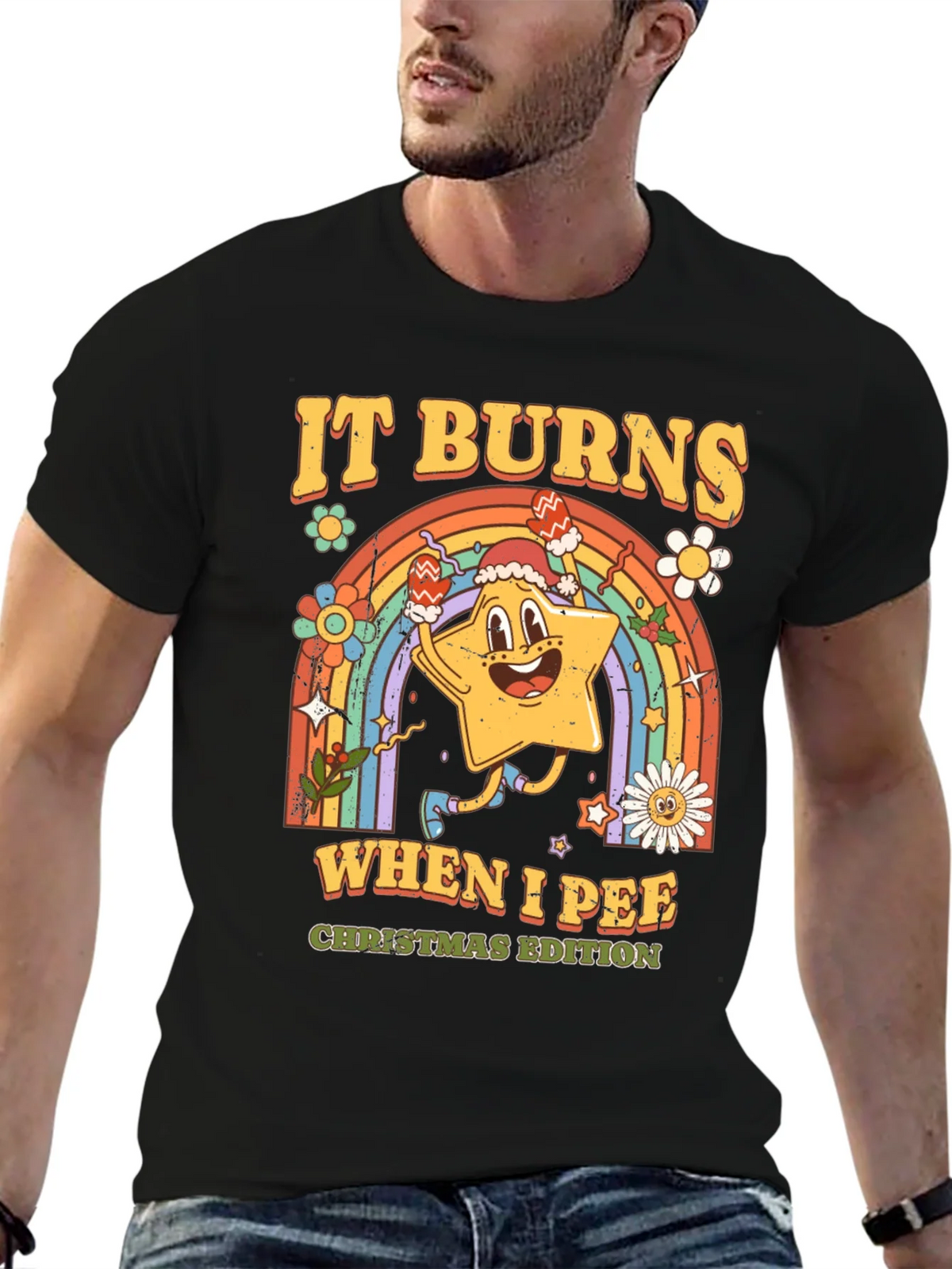 It Burns When I Pee Christmas Edition Black T-Shirt product image 6