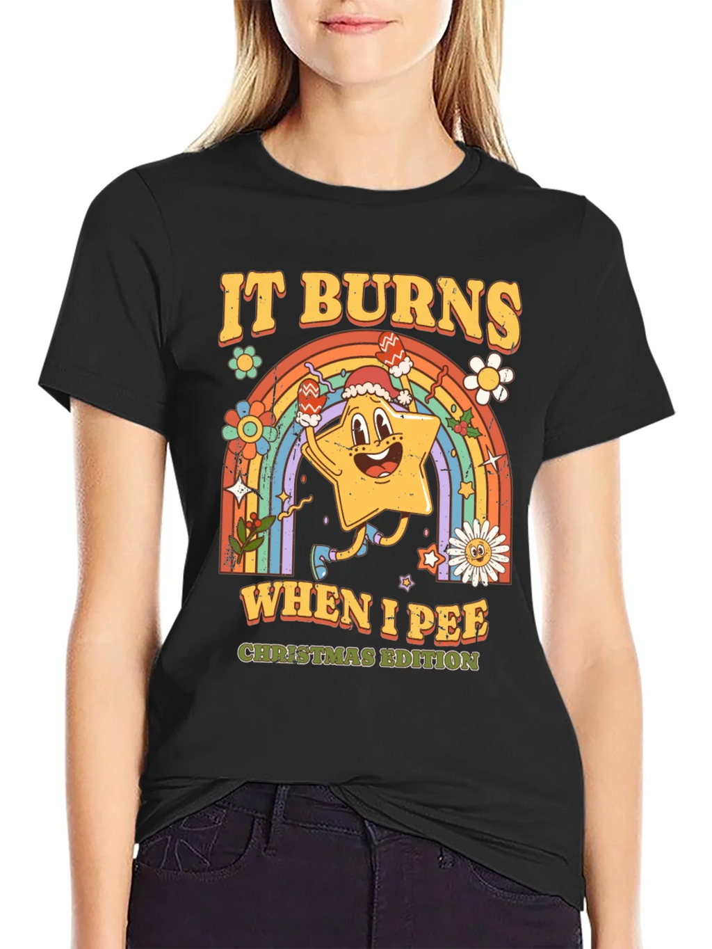 It Burns When I Pee Christmas Edition Black T-Shirt product image 2