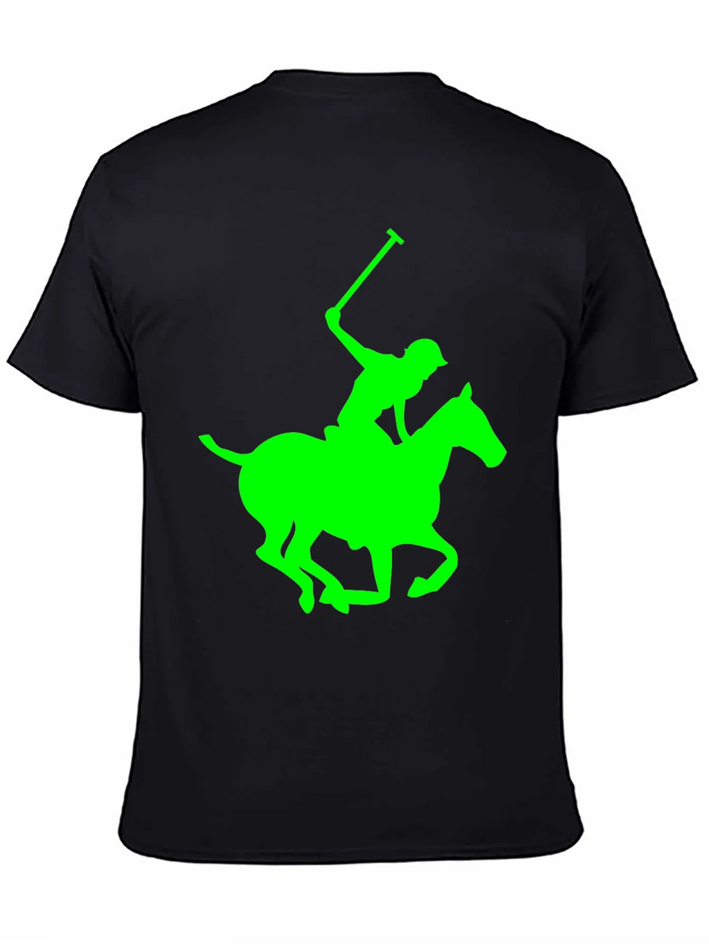 Black Polo T-Shirt with Neon Green Horse and Rider Graphic product image 4
