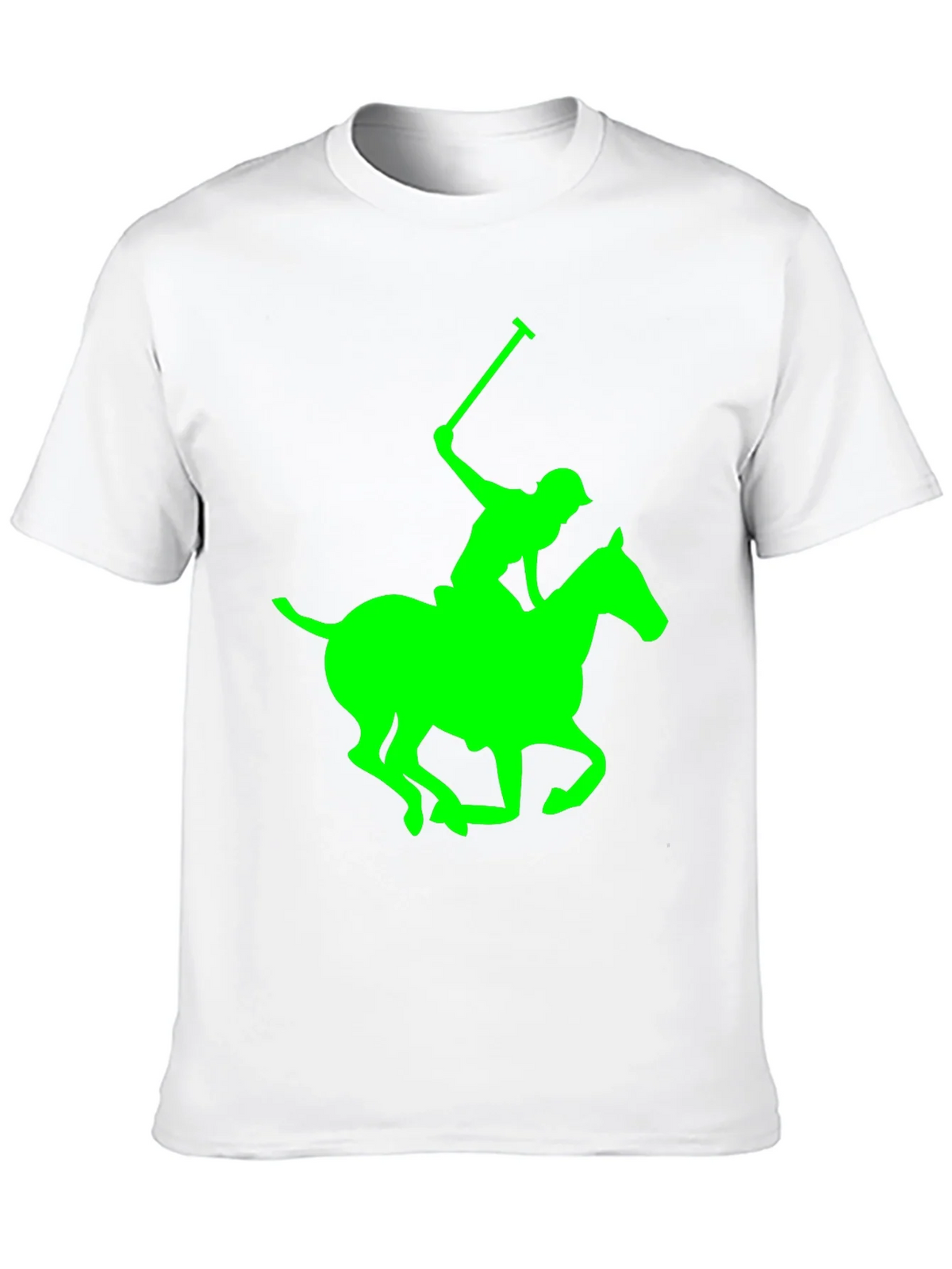 Black Polo T-Shirt with Neon Green Horse and Rider Graphic product image 9