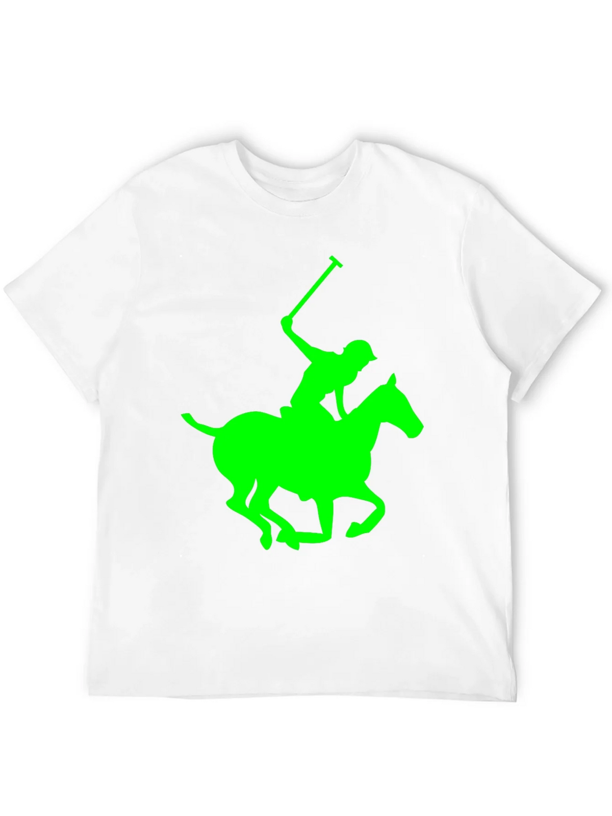 Black Polo T-Shirt with Neon Green Horse and Rider Graphic product image 11