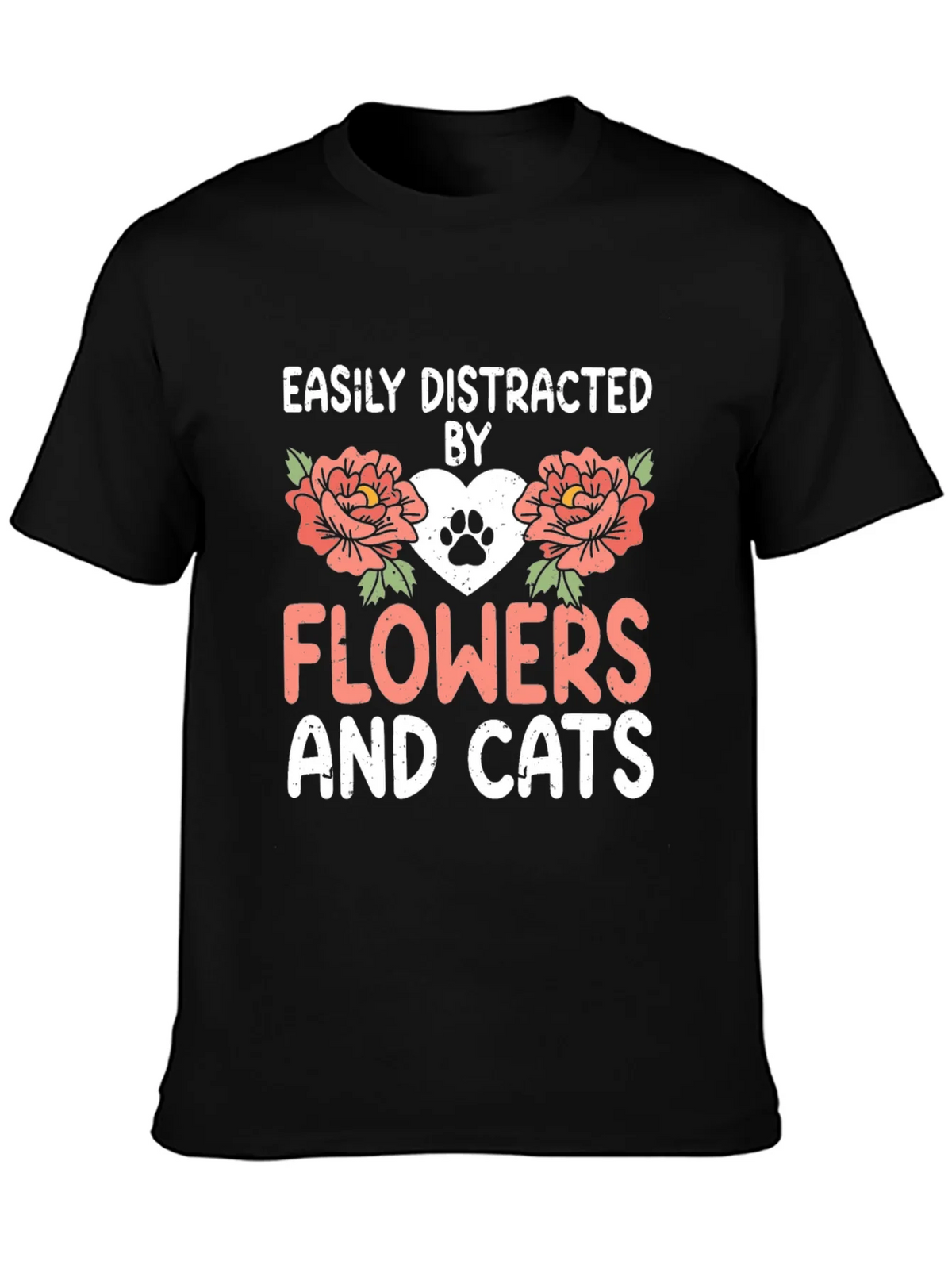 Easily Distracted By Flowers And Cats T-Shirt product image 3