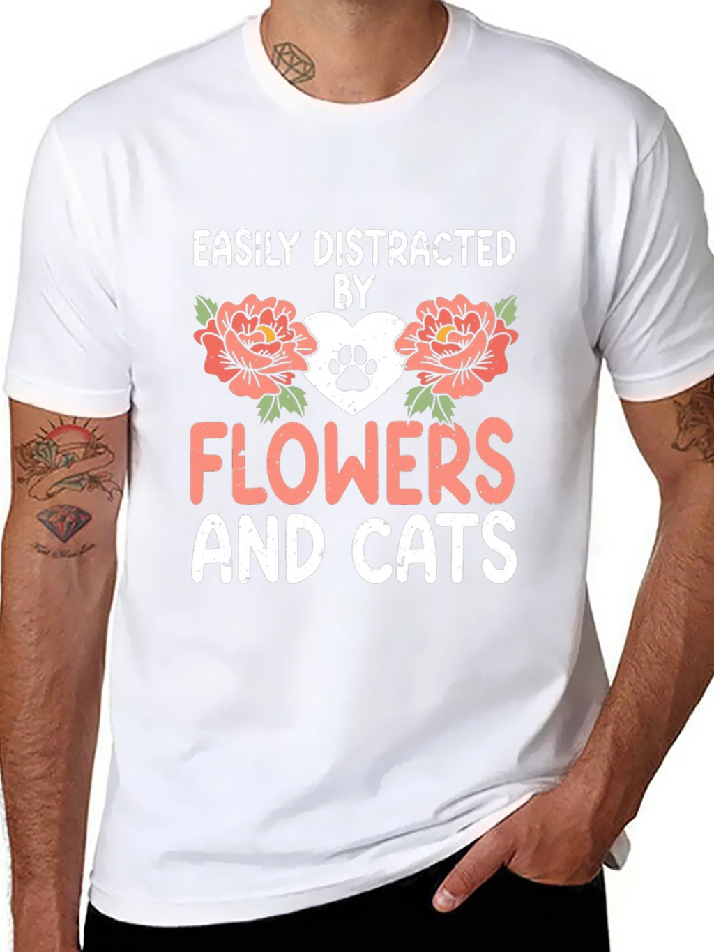 Easily Distracted By Flowers And Cats T-Shirt product image 7