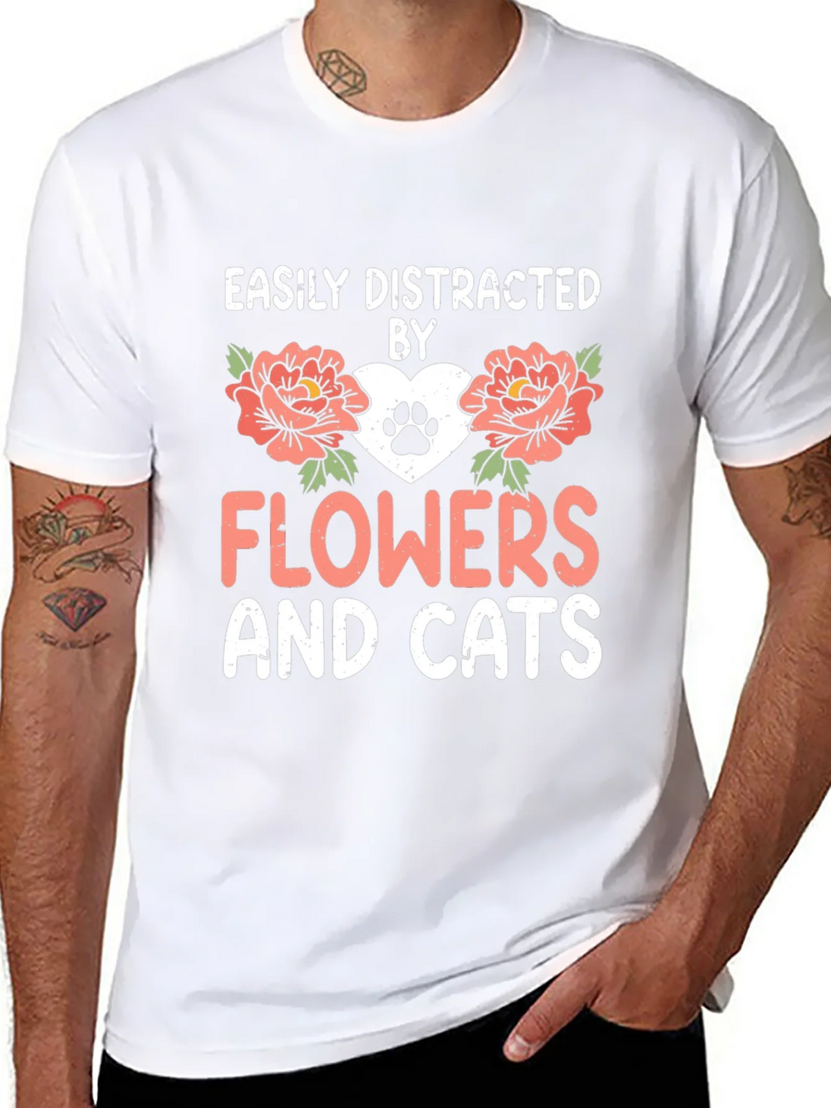 Easily Distracted By Flowers And Cats T-Shirt product image 7