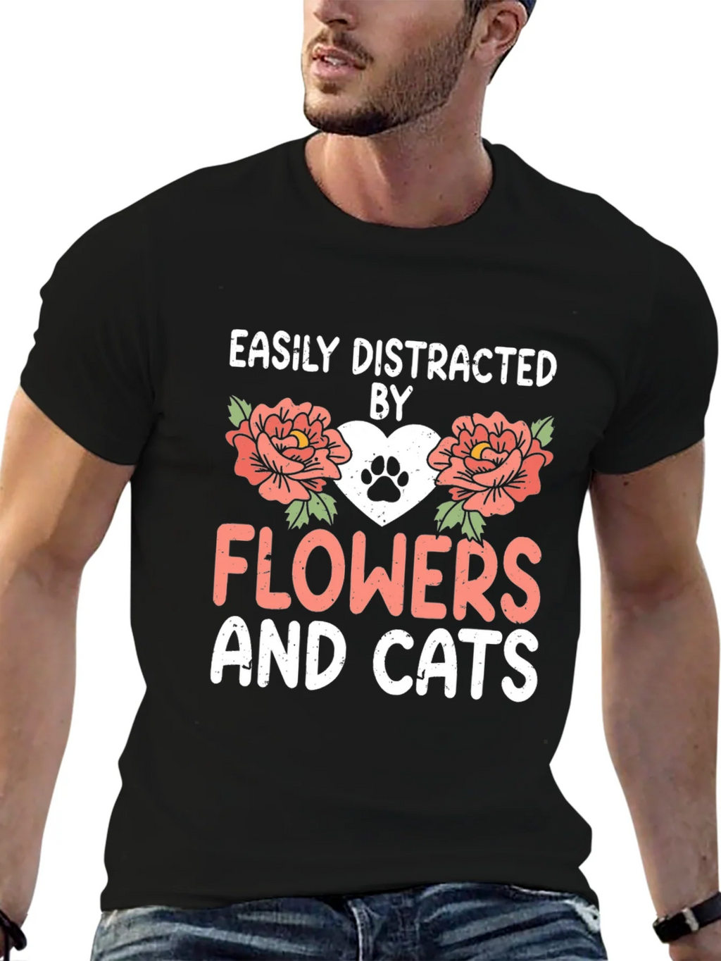Easily Distracted By Flowers And Cats T-Shirt product image 6