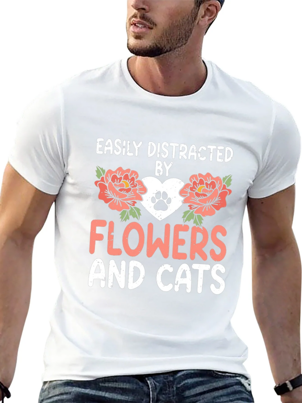 Easily Distracted By Flowers And Cats T-Shirt product image 12