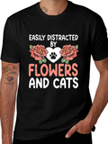 Easily Distracted By Flowers And Cats T-Shirt product image 1