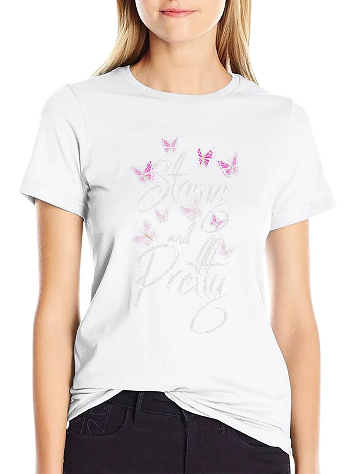 Strong and Pretty Butterfly T-Shirt - Black product image 8