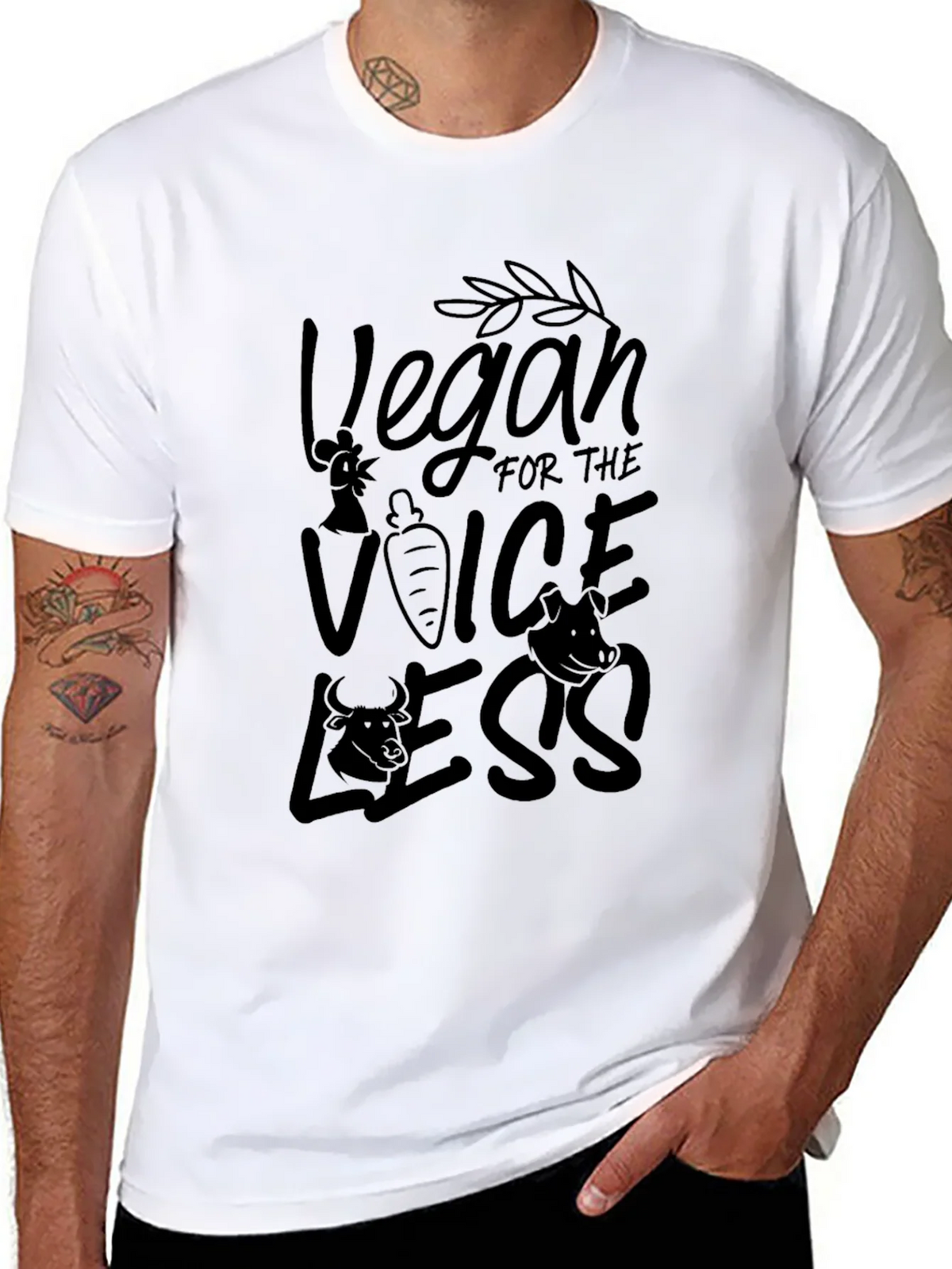 Vegan for the Voiceless Black T-Shirt product image 7