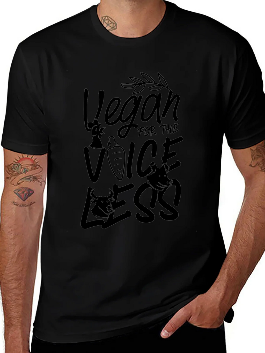 Vegan for the Voiceless Black T-Shirt product image 1