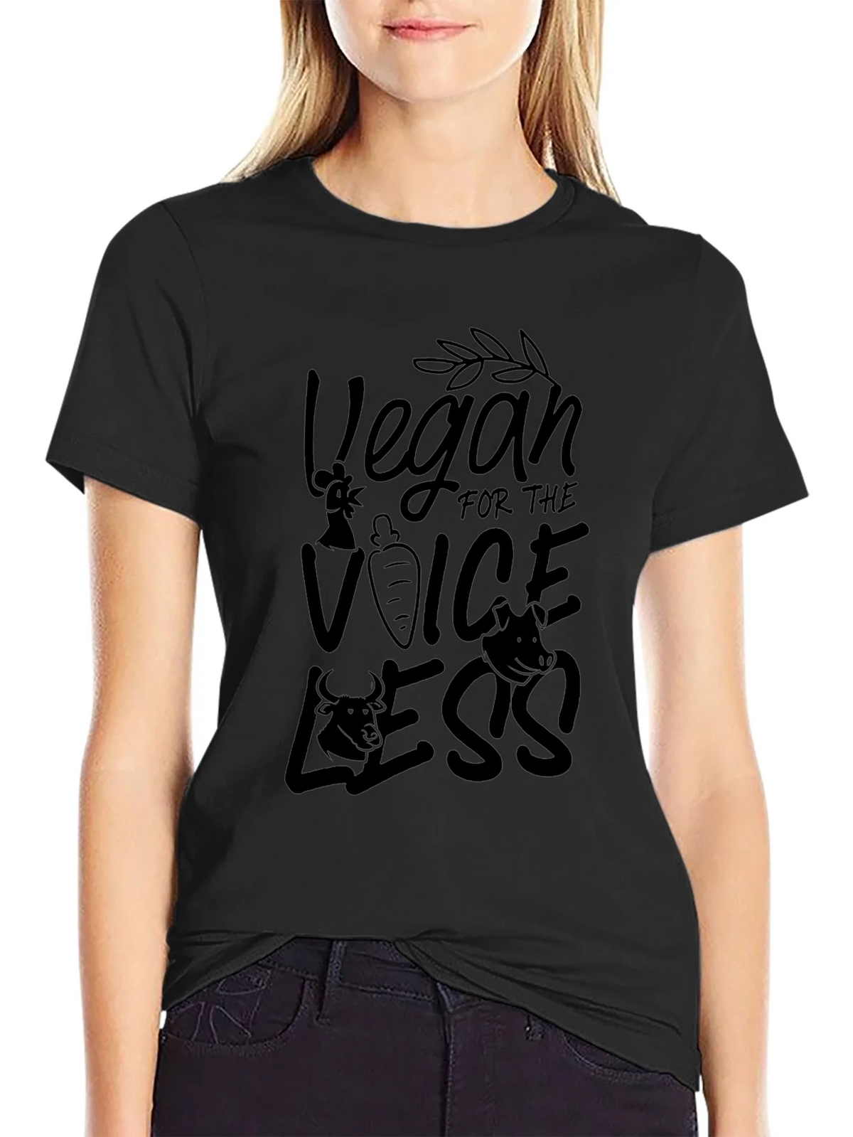 Vegan for the Voiceless Black T-Shirt product image 2