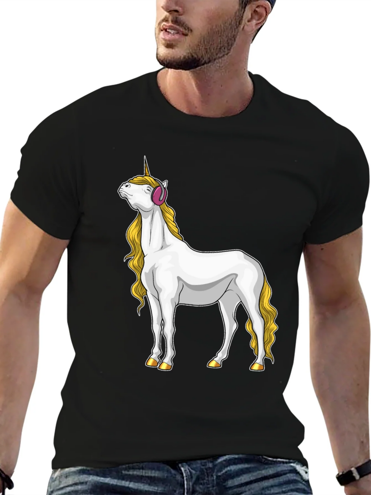 Unicorn Headphone Graphic Tee product image 6