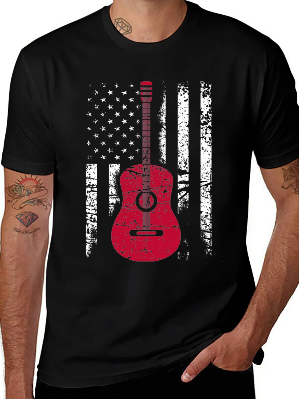 American Flag Guitar T-Shirt - Grunge Style product image 1