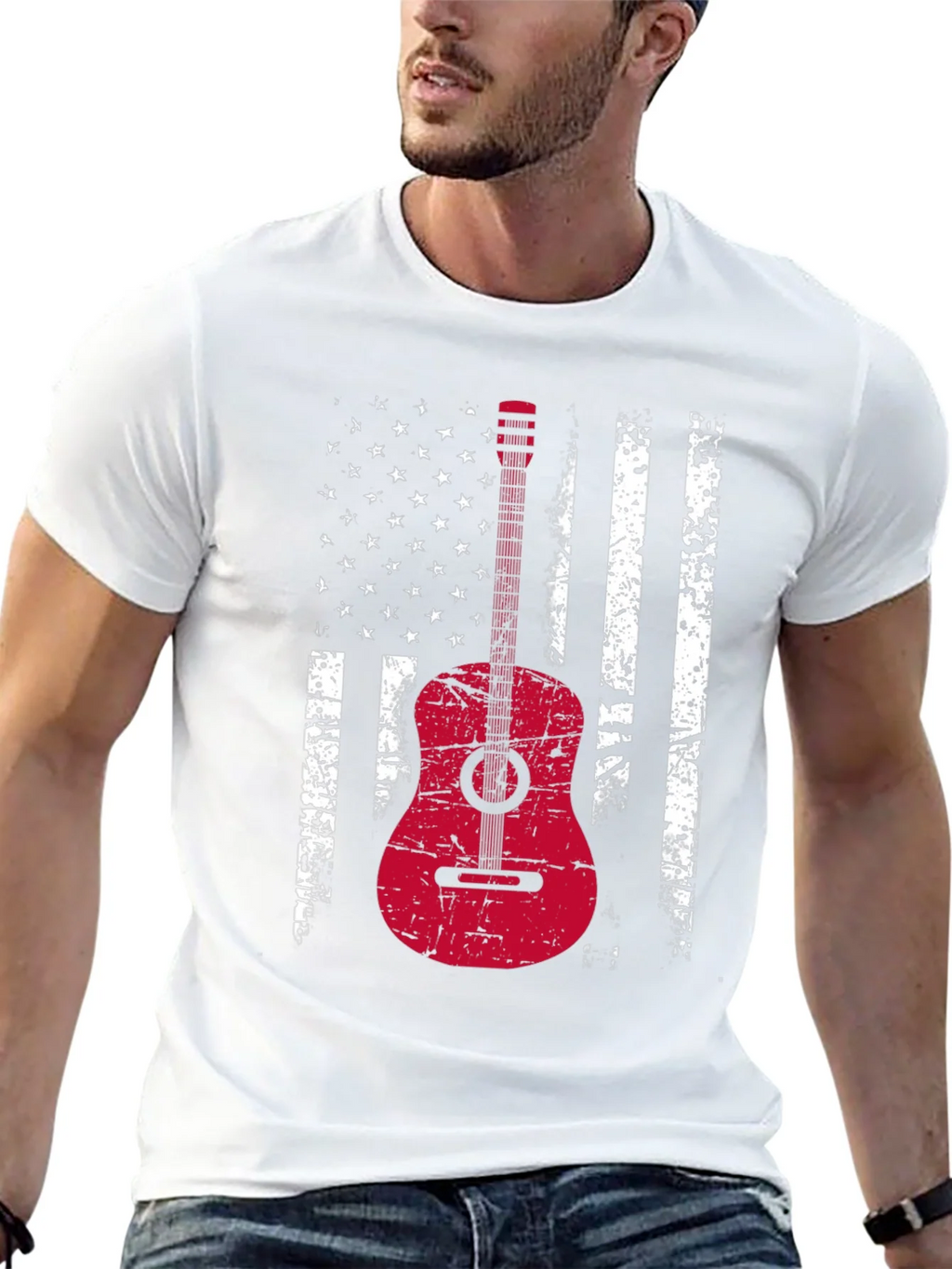 American Flag Guitar T-Shirt - Grunge Style product image 12
