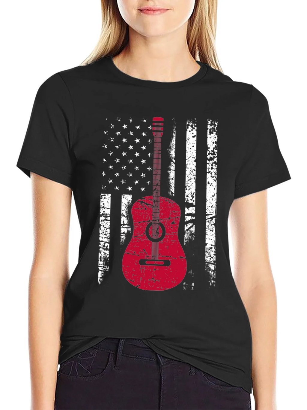 American Flag Guitar T-Shirt - Grunge Style product image 2