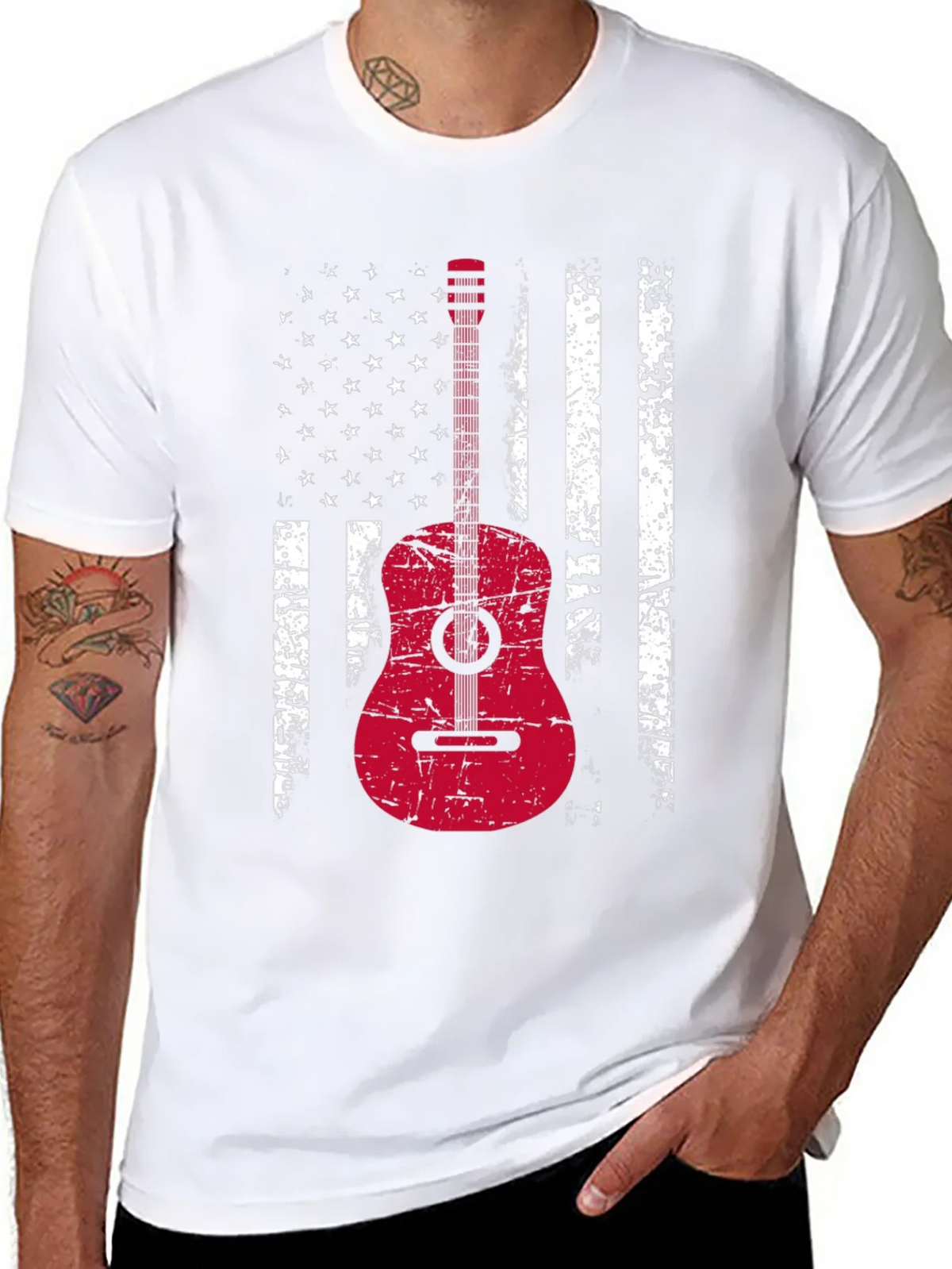 American Flag Guitar T-Shirt - Grunge Style product image 7