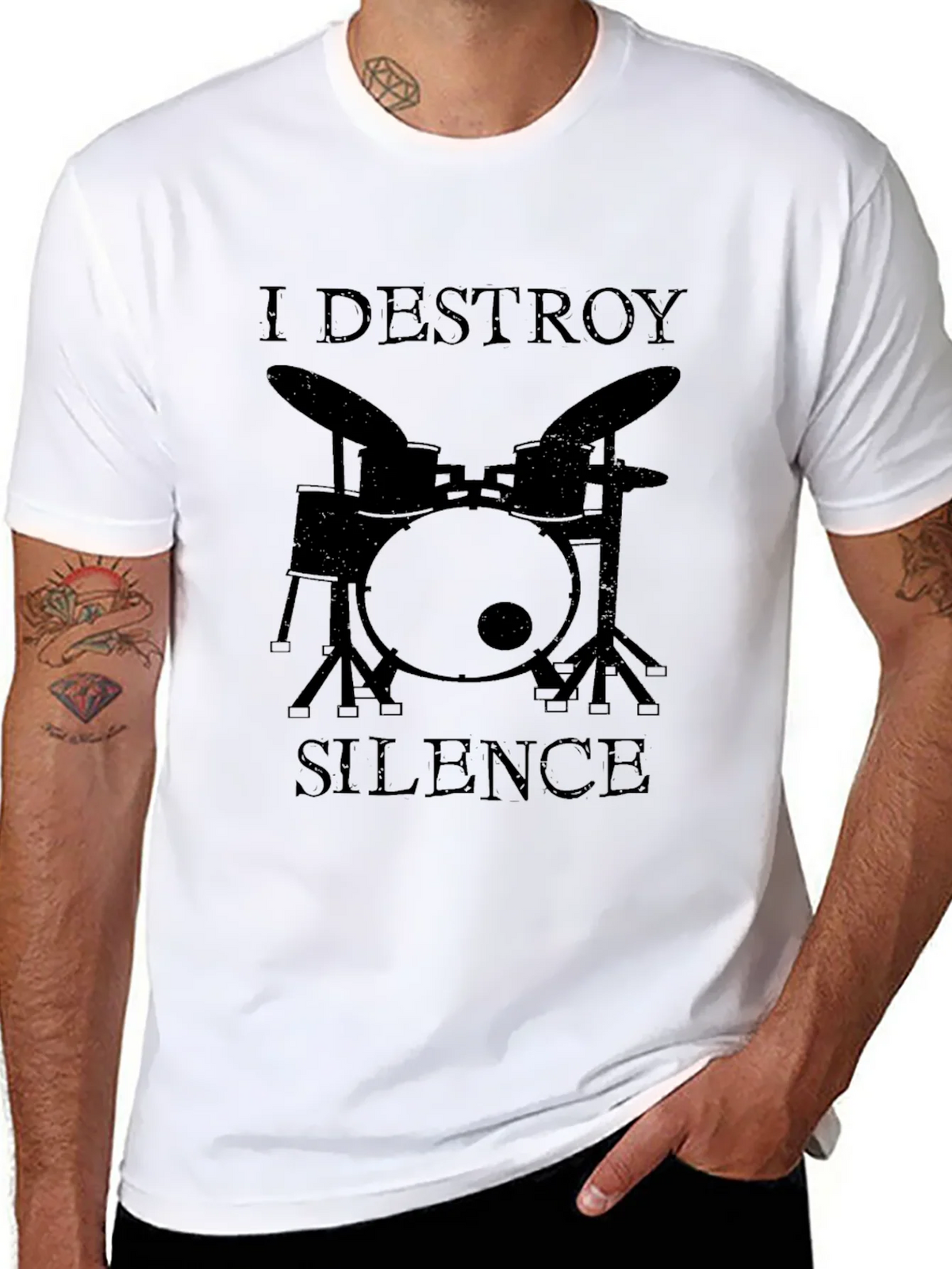 I Destroy Silence Drummer Graphic Tee product image 7