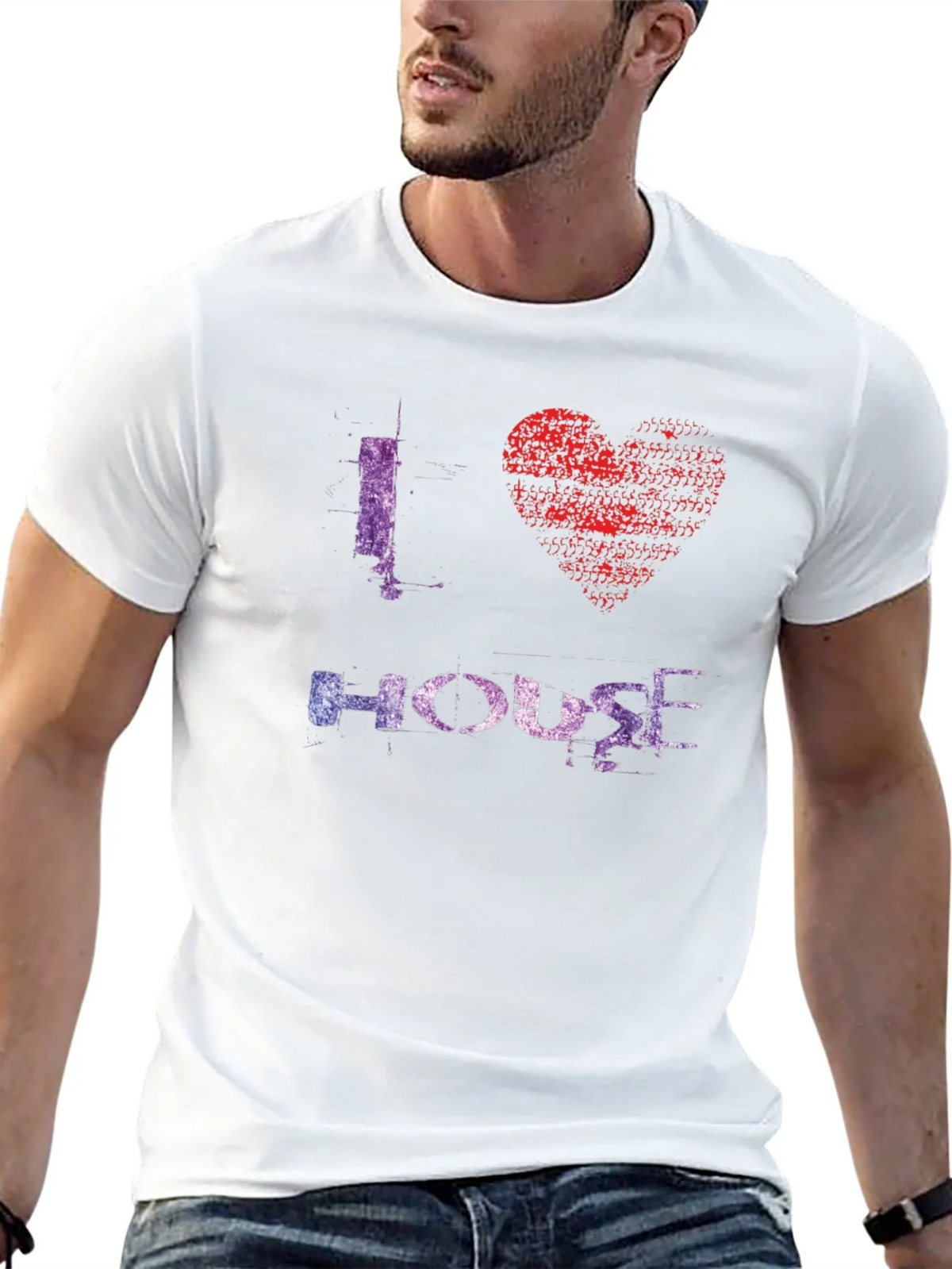 I Love House Music Graphic Tee - Black product image 12