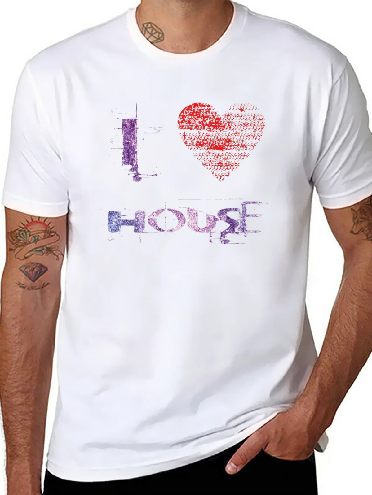 I Love House Music Graphic Tee - Black product image 7