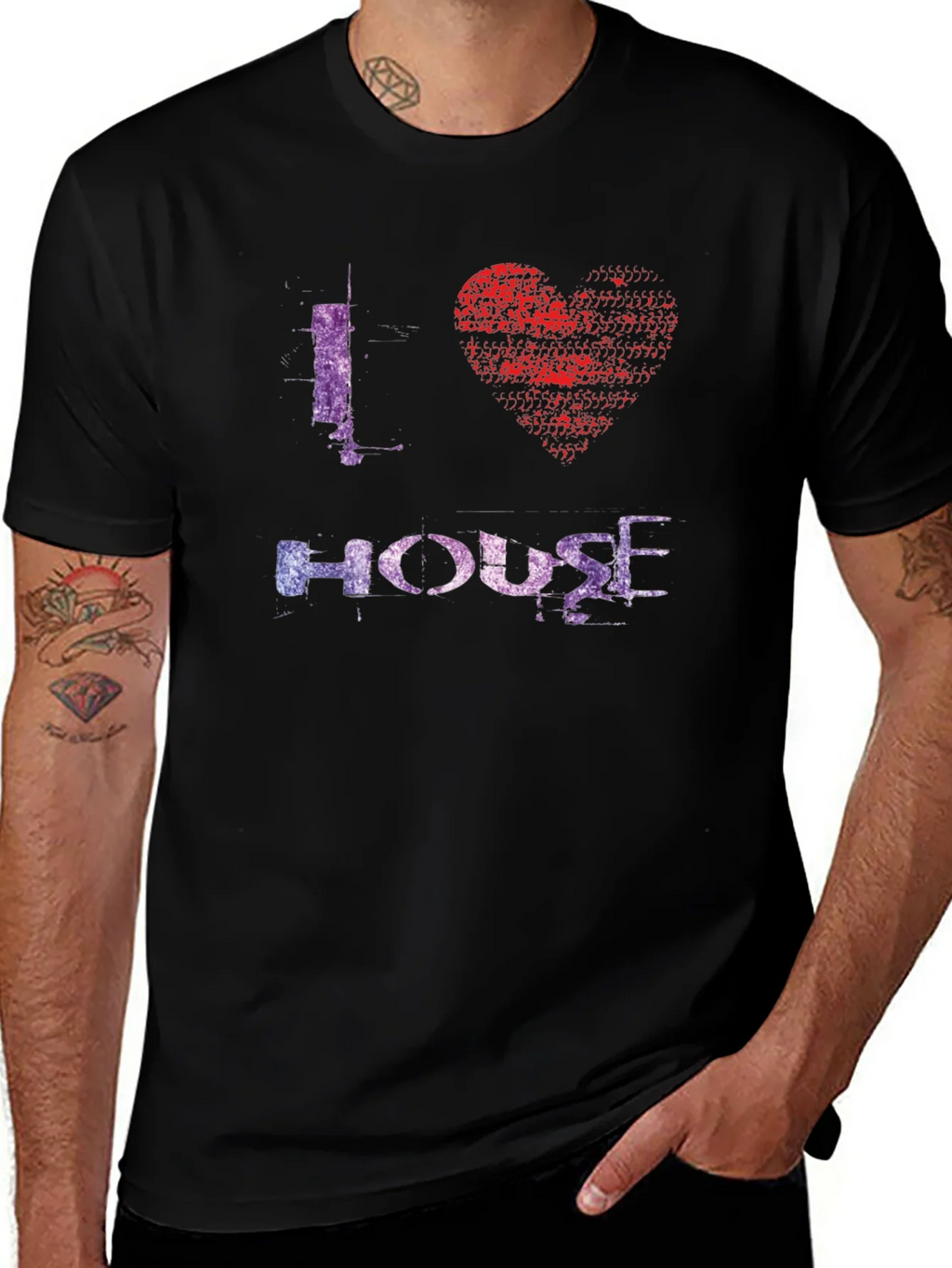 I Love House Music Graphic Tee - Black product image 1