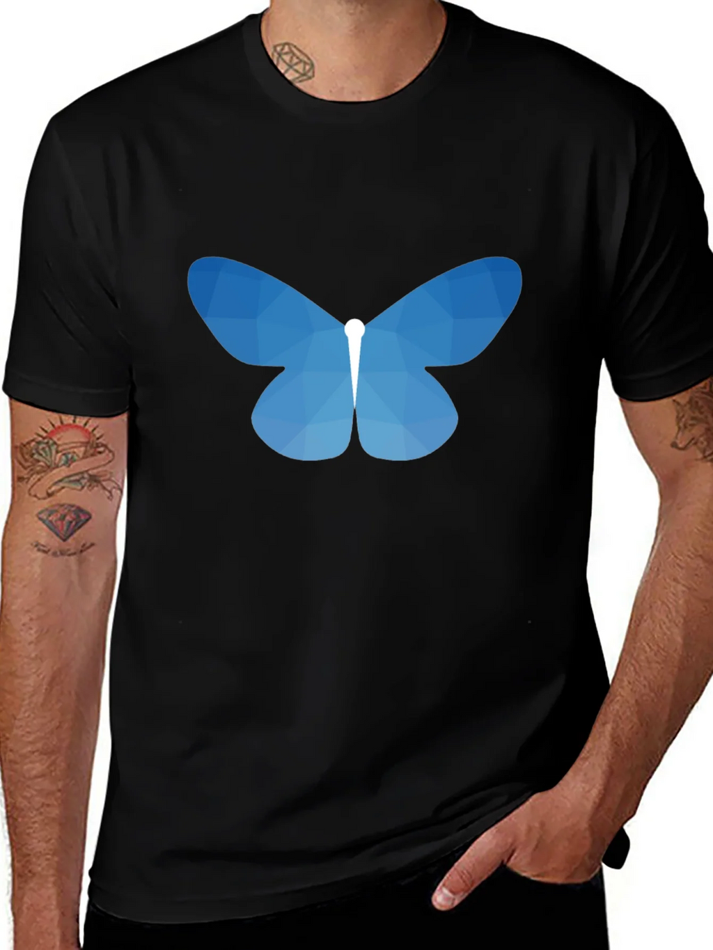 Geometric Butterfly Graphic Tee - Black product image 1