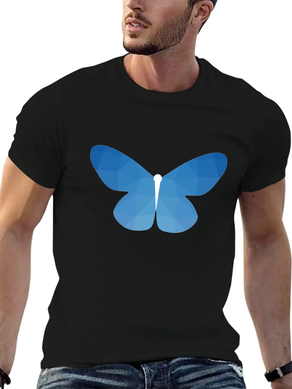 Geometric Butterfly Graphic Tee - Black product image 6