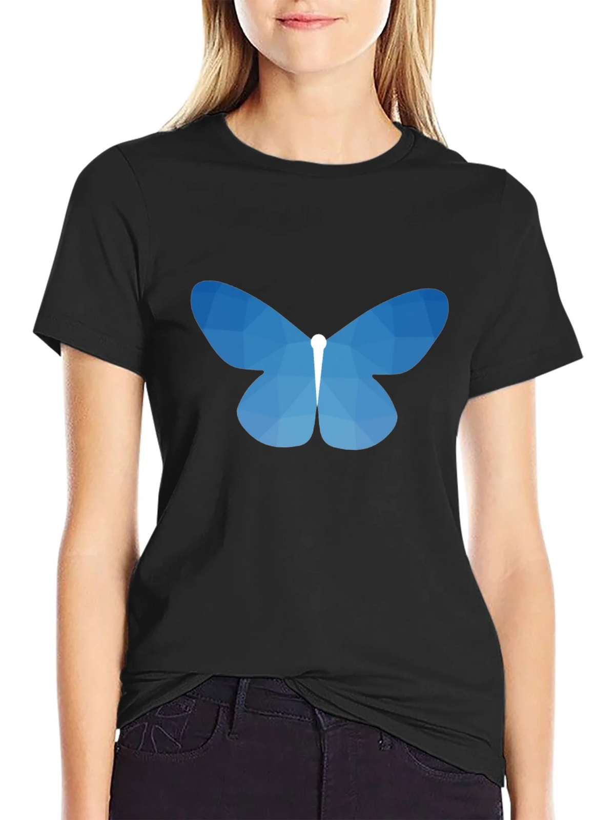 Geometric Butterfly Graphic Tee - Black product image 2