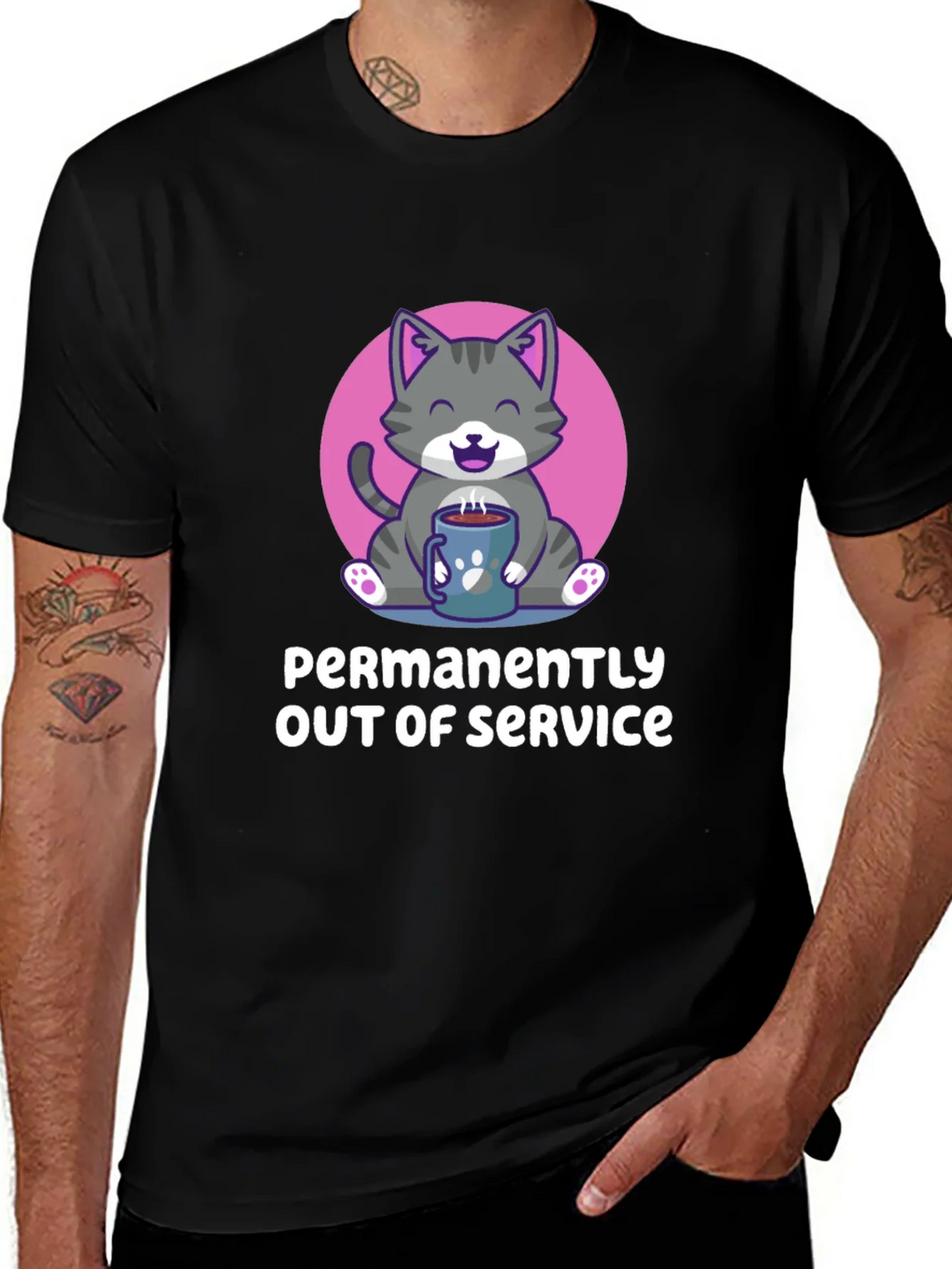 Permanently Out of Service Cat Graphic Tee product image 1