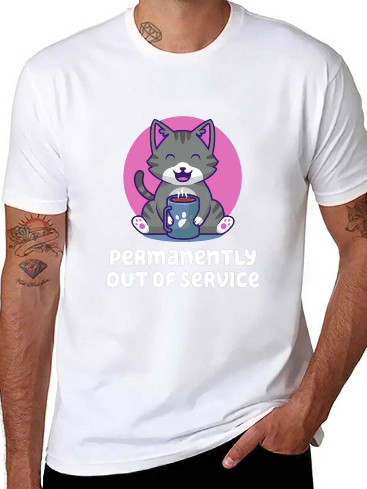 Permanently Out of Service Cat Graphic Tee product image 7