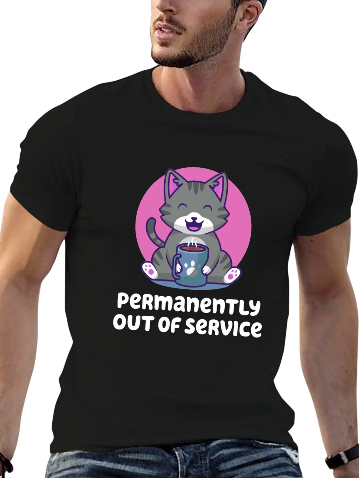 Permanently Out of Service Cat Graphic Tee product image 6