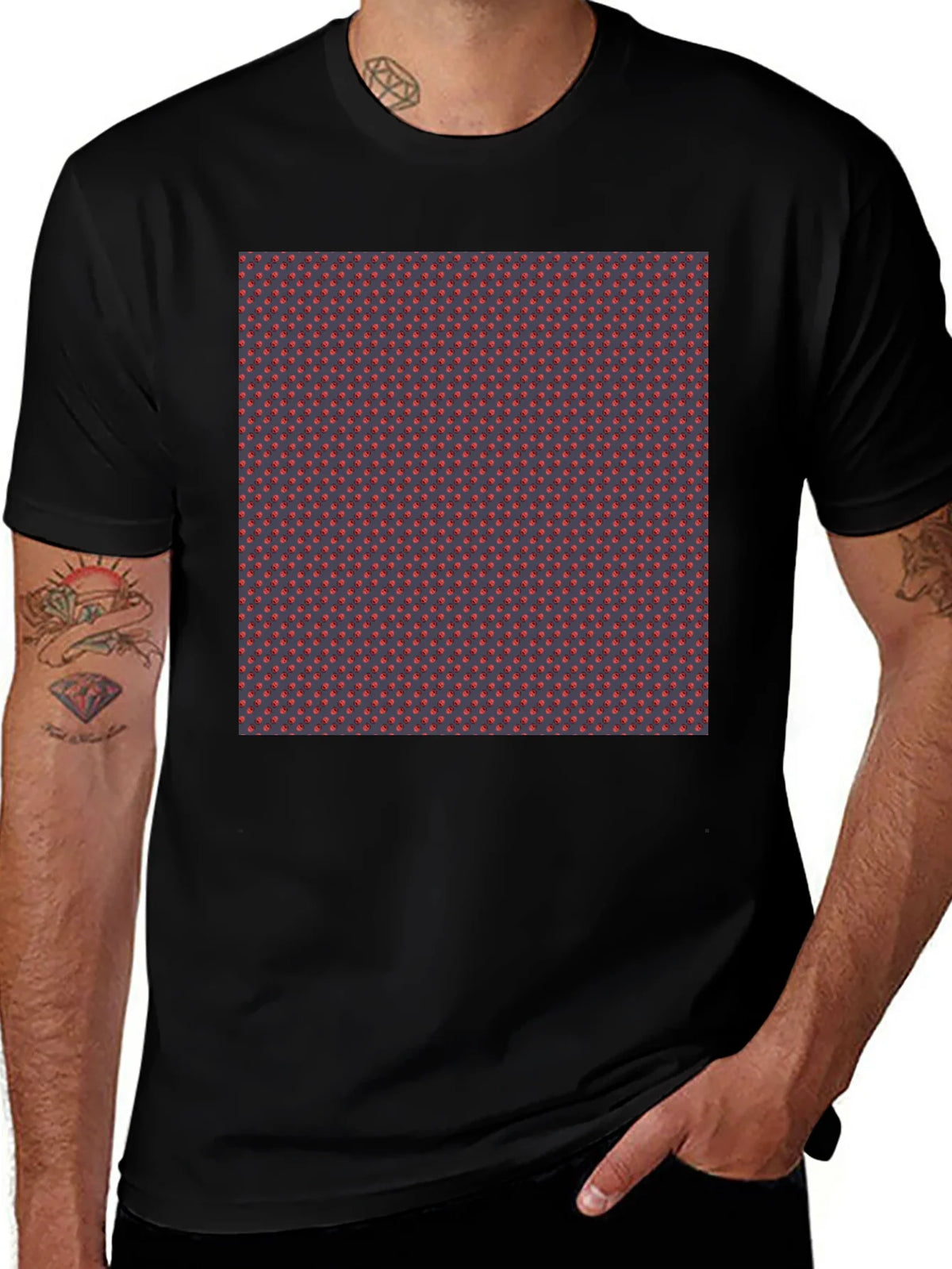 Patterned Tee - Stylish Black Crew Neck T-Shirt product image 1