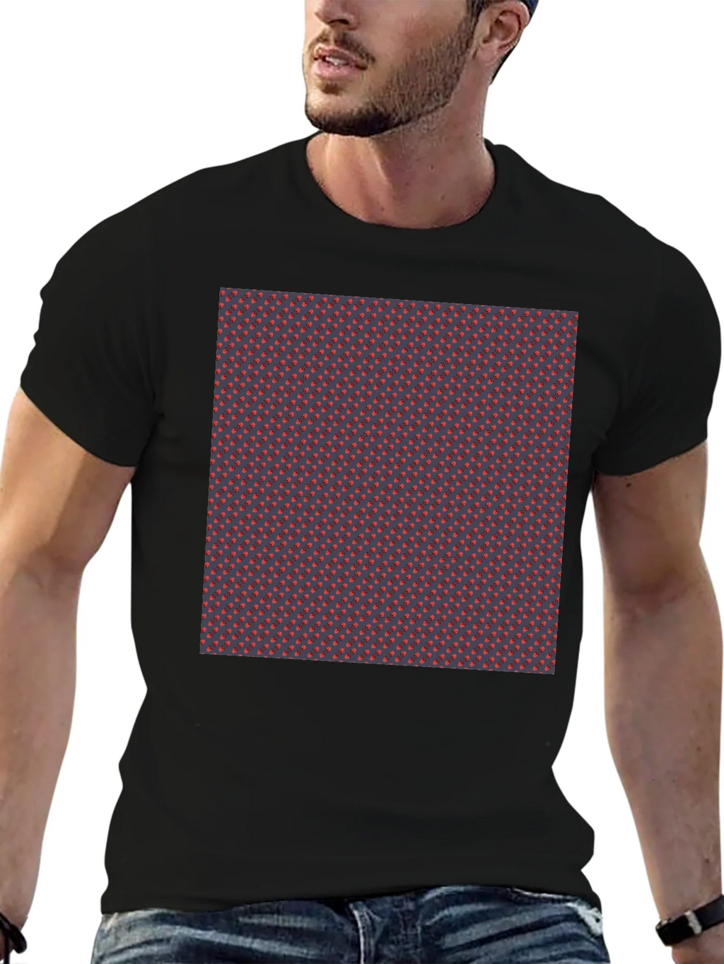 Patterned Tee - Stylish Black Crew Neck T-Shirt product image 6