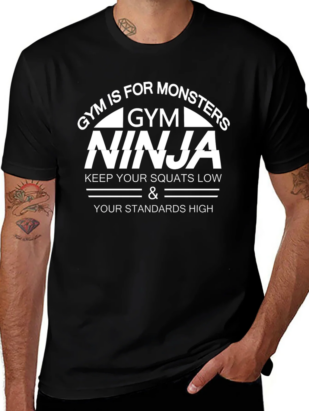 Gym Ninja Graphic T-Shirt - Keep Squats Low Standards High product image 1