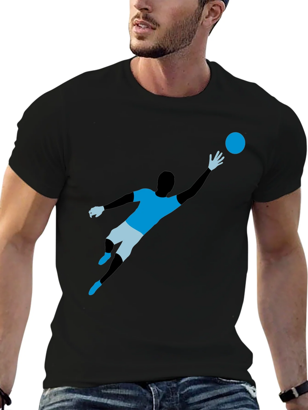 Soccer Goalie Graphic T-Shirt - Black product image 6