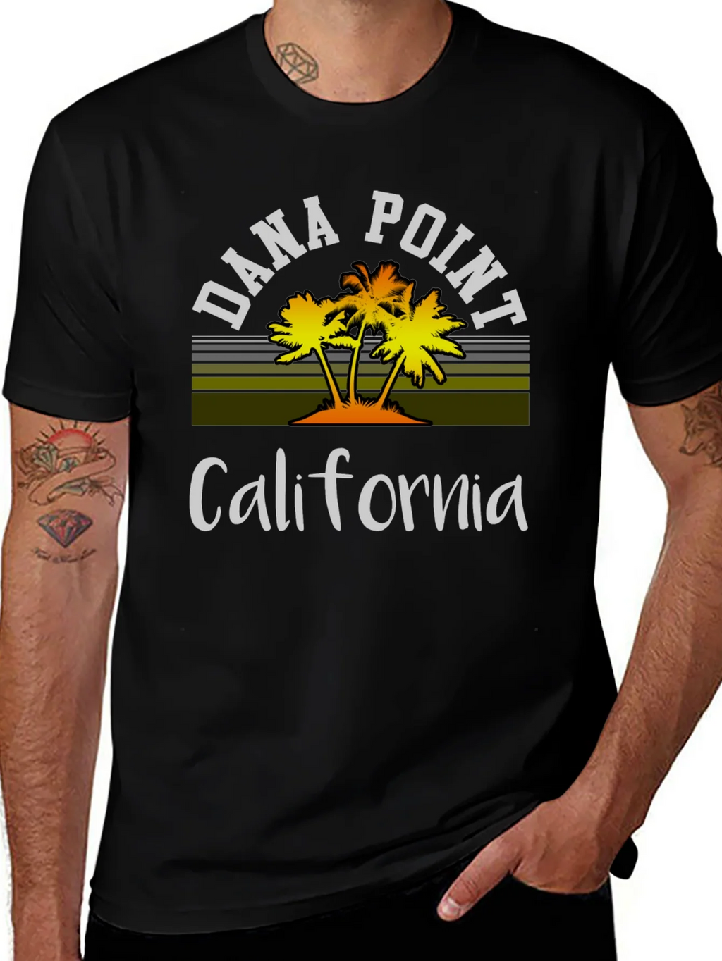 Dana Point California Palm Tee - Black product image 1