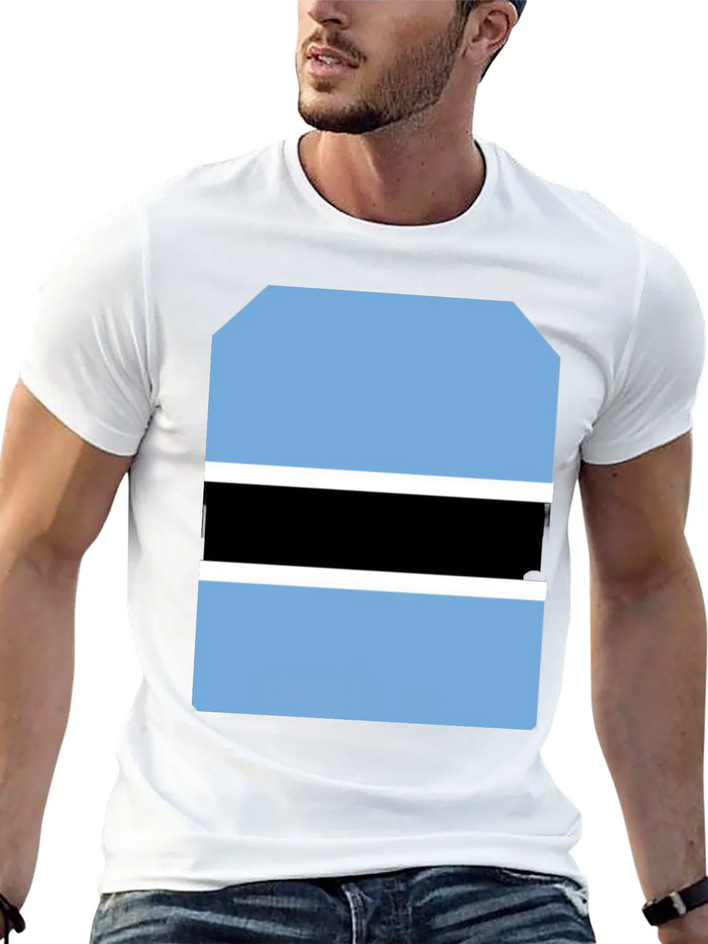 Botswana Flag Graphic Tee - Black Cotton T-Shirt product image 12