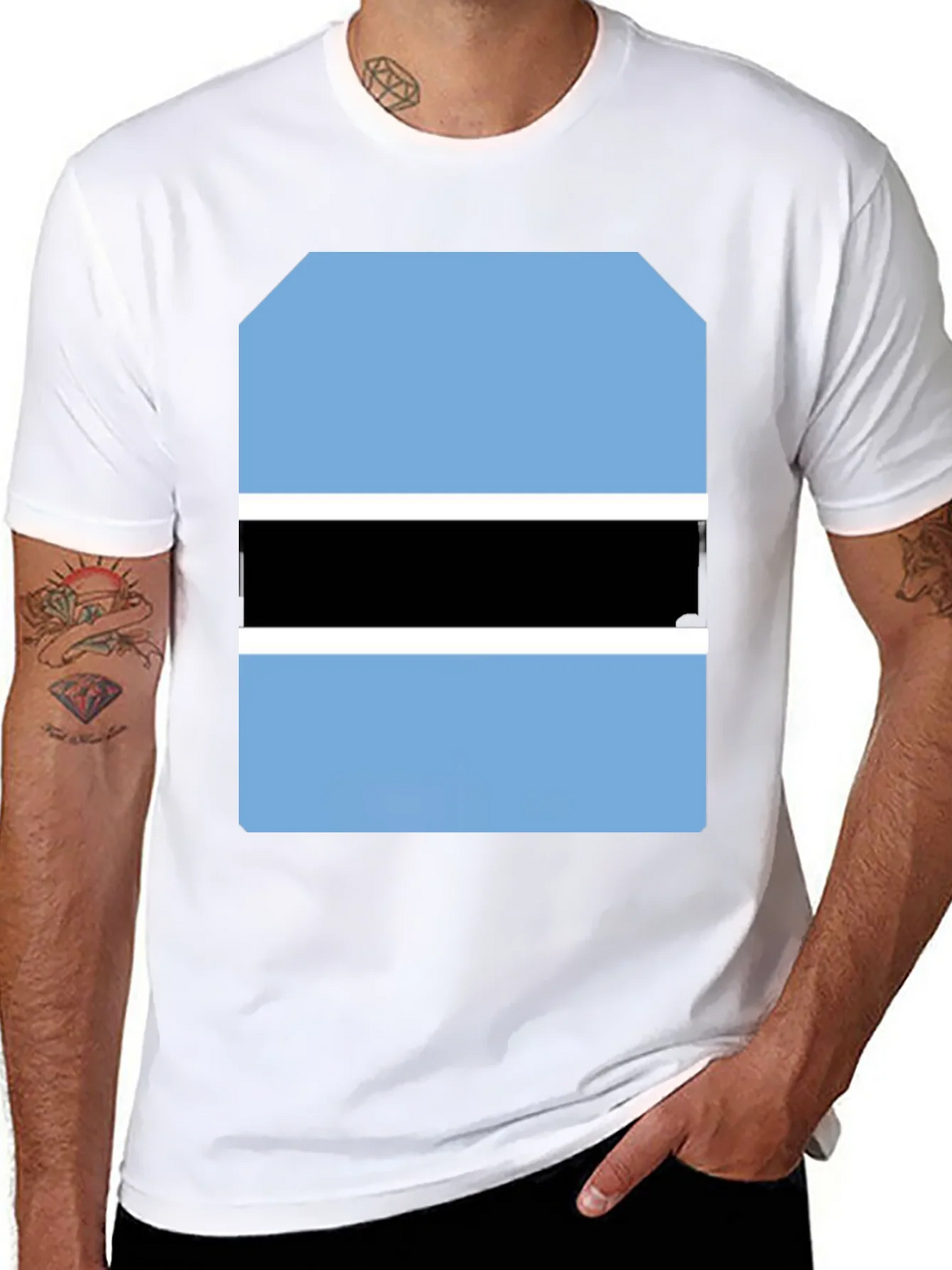 Botswana Flag Graphic Tee - Black Cotton T-Shirt product image 7