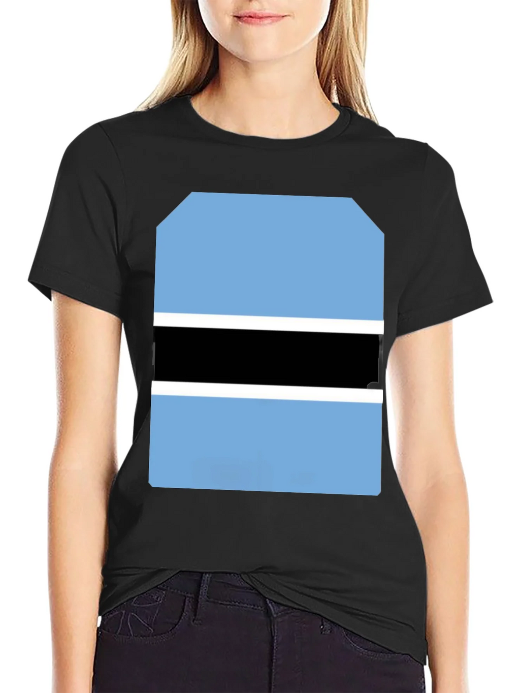 Botswana Flag Graphic Tee - Black Cotton T-Shirt product image 2