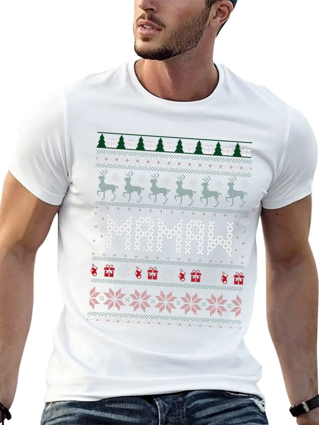 Mamaw Ugly Christmas Sweater T-Shirt product image 12