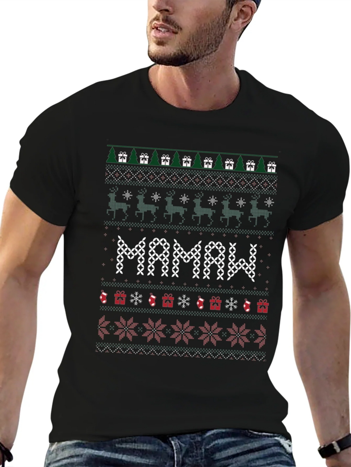 Mamaw Ugly Christmas Sweater T-Shirt product image 6