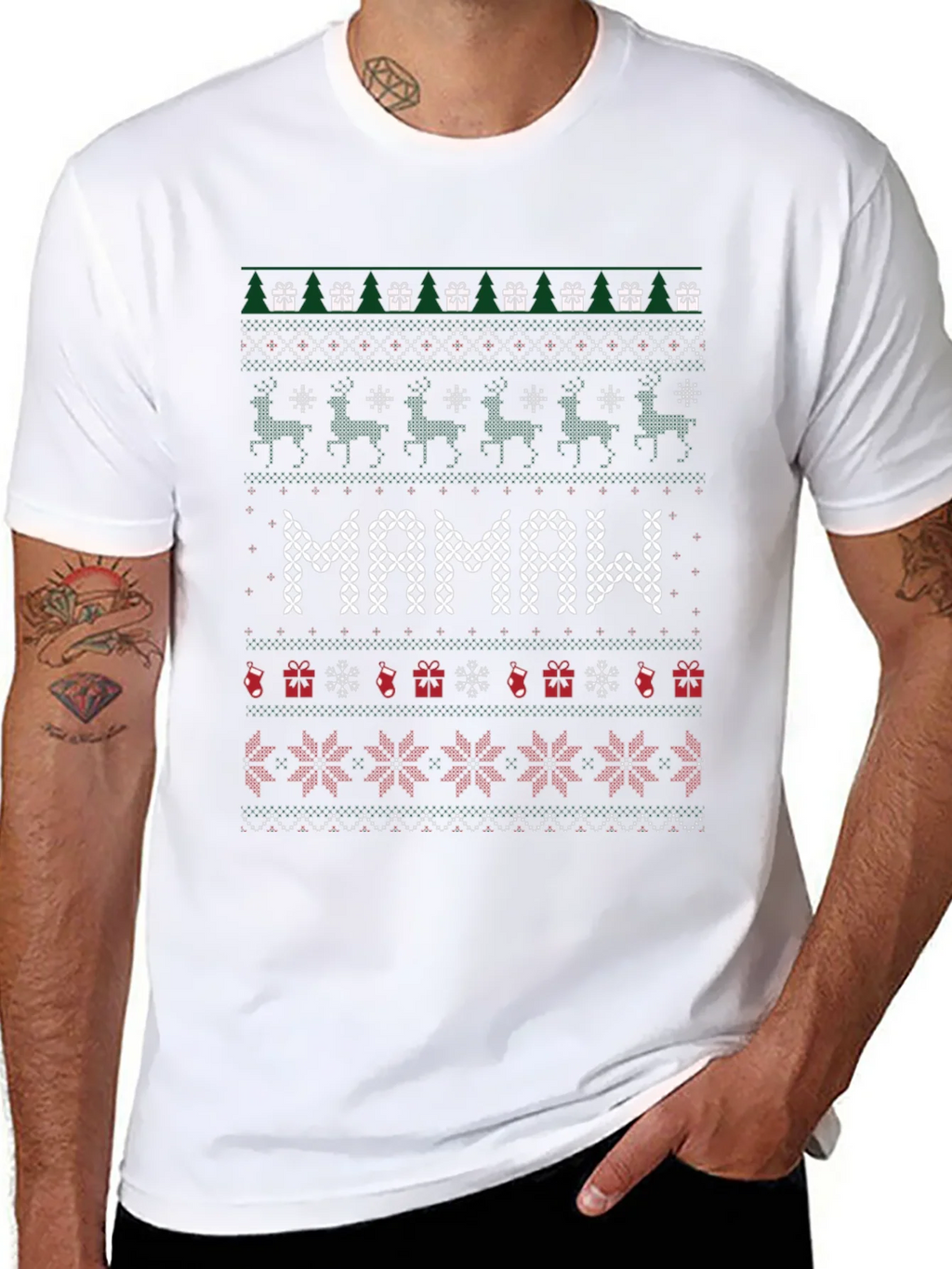 Mamaw Ugly Christmas Sweater T-Shirt product image 7