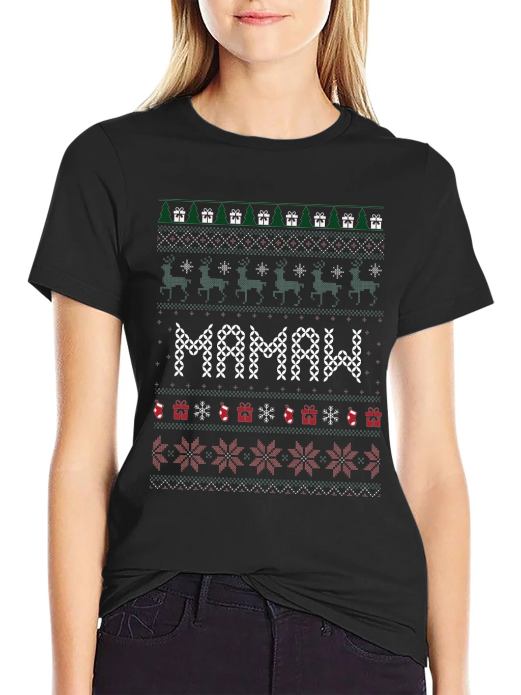 Mamaw Ugly Christmas Sweater T-Shirt product image 2