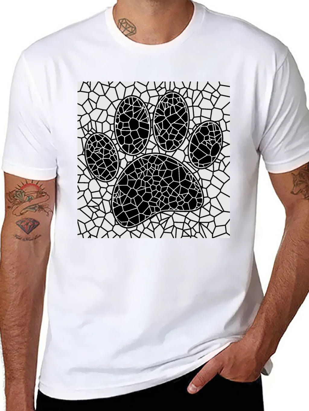Mosaic Paw Print T-Shirt - Abstract Pet Lover Tee product image 7