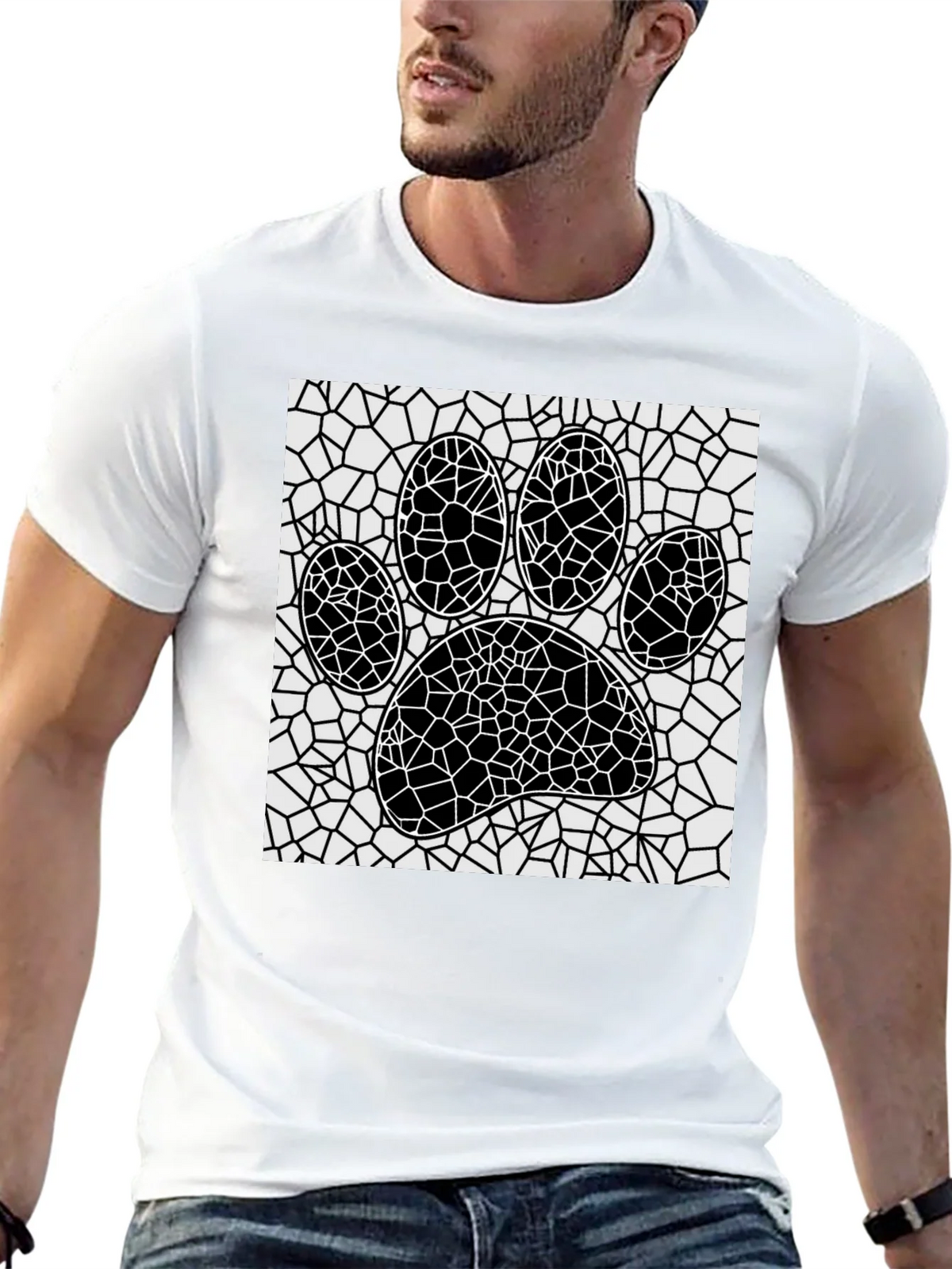 Mosaic Paw Print T-Shirt - Abstract Pet Lover Tee product image 12
