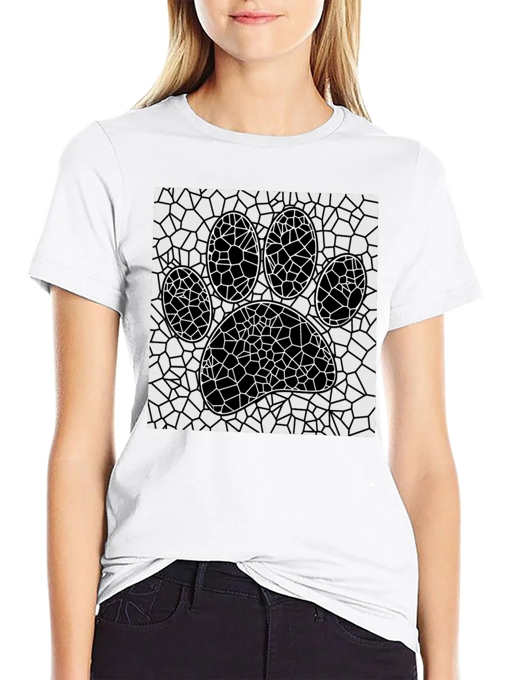 Mosaic Paw Print T-Shirt - Abstract Pet Lover Tee product image 8